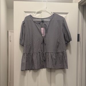 Wild Fable Black and White Checkered Blouse